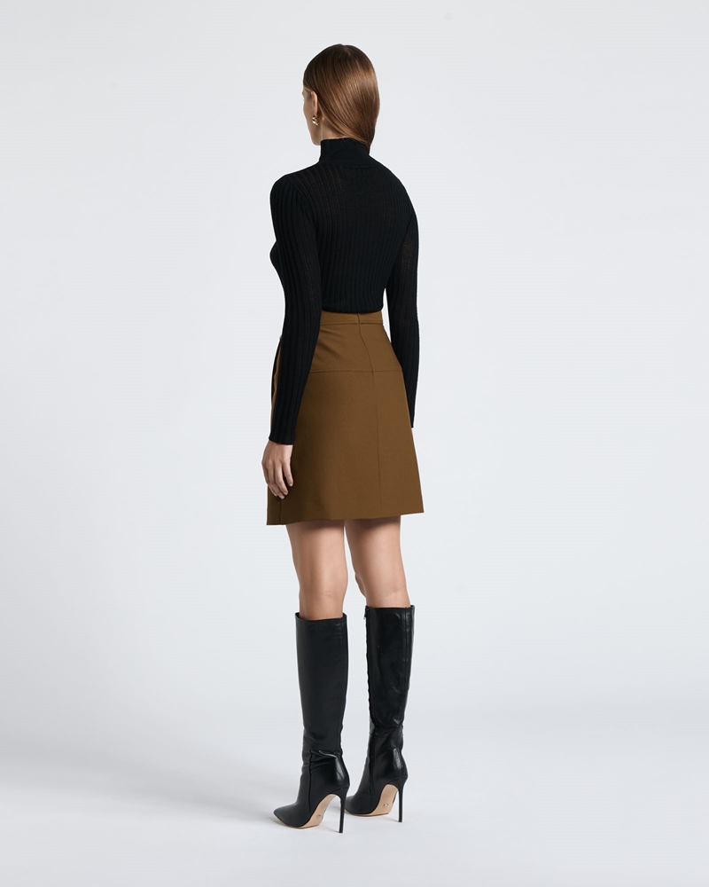 Skirts  | Belted A-Line Mini Skirt | 849 Nutmeg