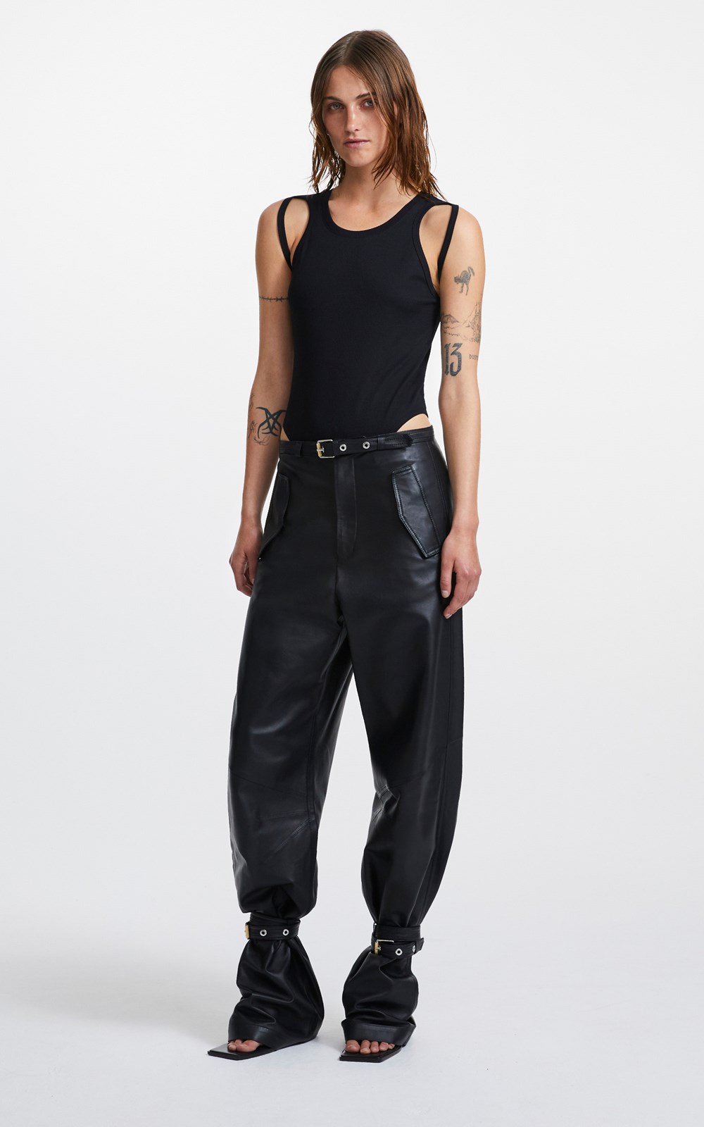 Unisex  | BELTED LEATHER PARACHUTE PANT