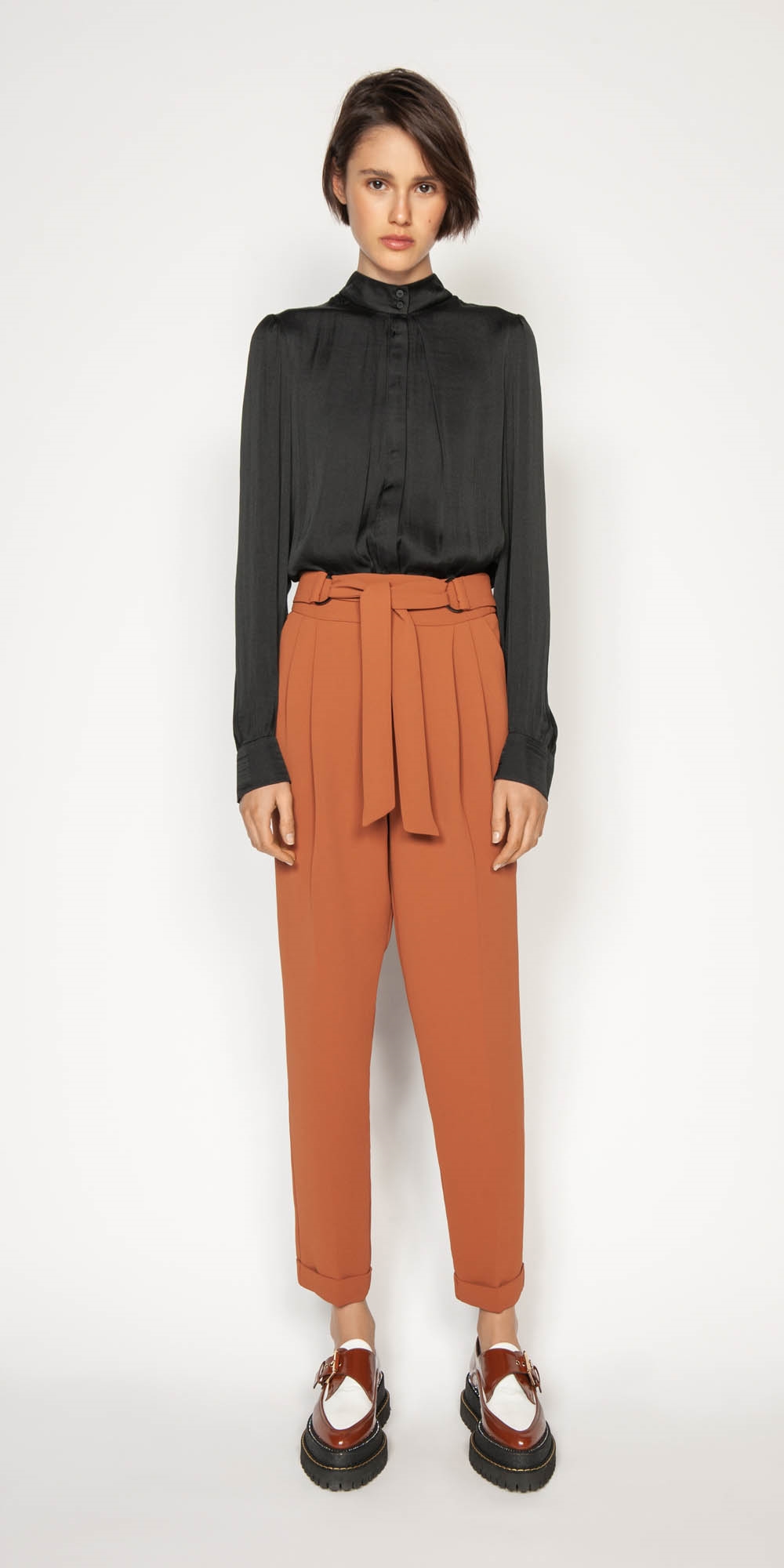 Crepe Belted Tapered Pant | Buy Pants Online - Cue