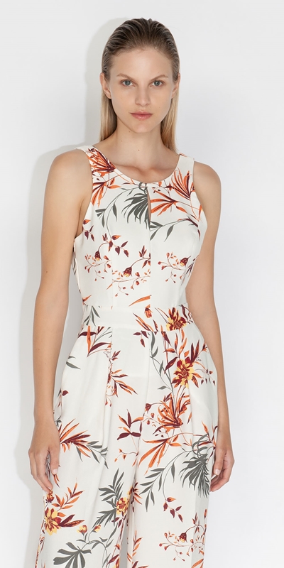 Sale  | Marigold Floral Jumpsuit | 110 Off White