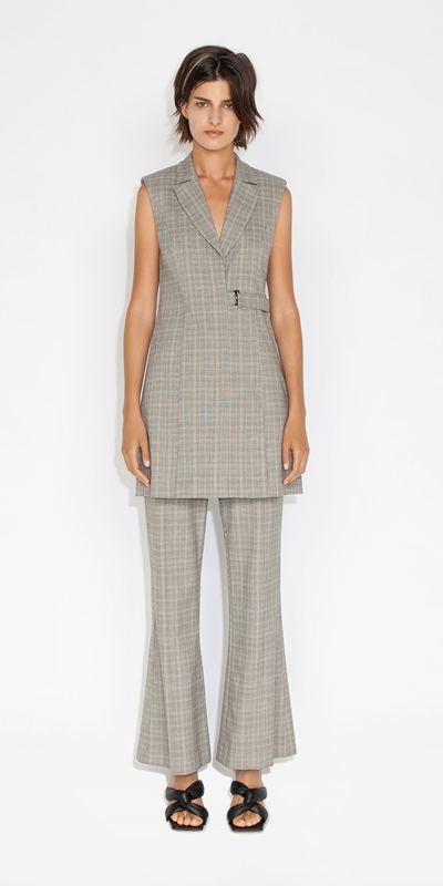 Cue Cares - Sustainable | Houndstooth Check Split Cuff Trouser | 984 Black/Stone