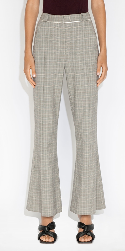Cue Cares - Sustainable  | Houndstooth Check Split Cuff Trouser | 984 Black/Stone