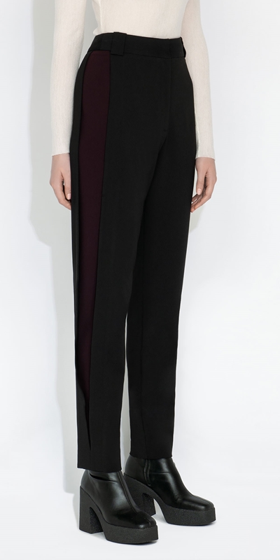Cue Cares - Sustainable  | Contrast Side Pleat Pant | 990 Black