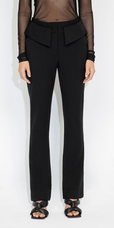 Cue Cares - Sustainable  | Fold Over Waist Pant | 990 Black
