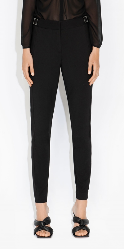 Pants | Waist Tab Slim Leg Pant | 990 Black
