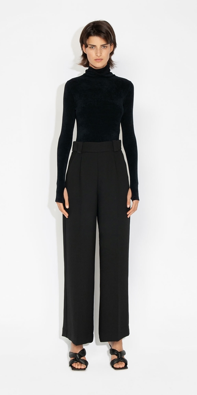 New Arrivals | Waisted Wide Leg Pant | 990 Black