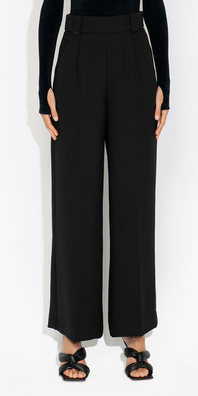 New Arrivals  | Waisted Wide Leg Pant | 990 Black