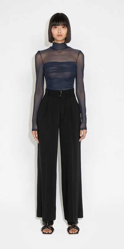 Made in Australia | Belted Wide Leg Pant | 990 Black