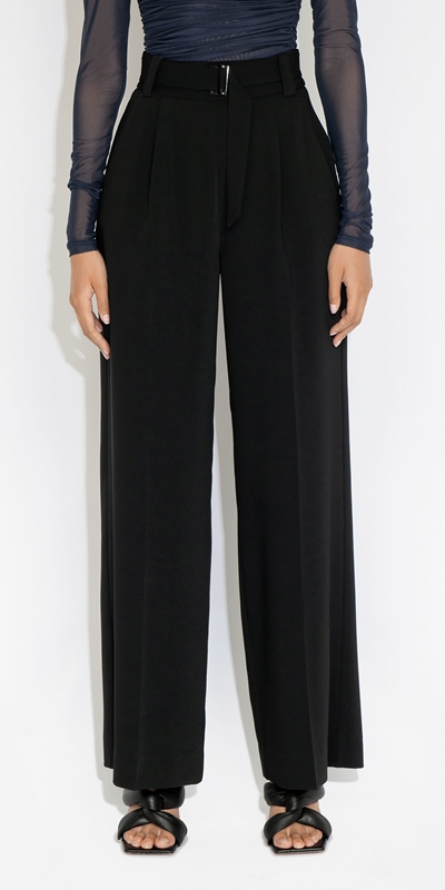 Wear to Work  | Belted Wide Leg Pant | 990 Black