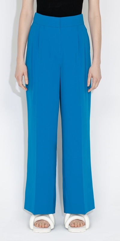 Made in Australia  | Crepe Pleat Front Pant | 730 Cerulean