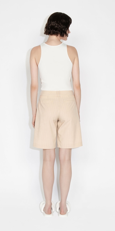 Pants | Vanilla Pinstripe Suit Short | 115 Vanilla