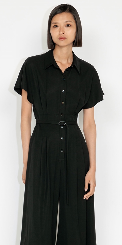 Made in Australia  | Button Front Jumpsuit | 990 Black