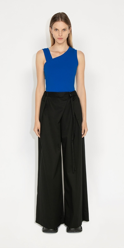 Made in Australia | Cotton Wrap Front Pant | 990 Black