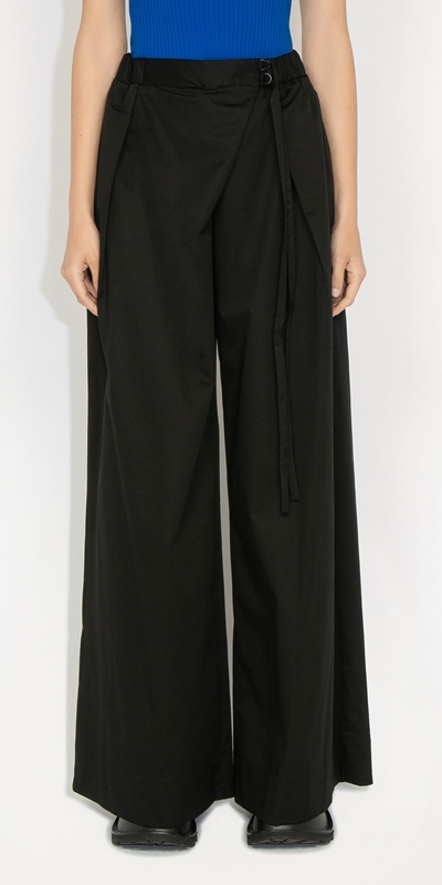 Made in Australia  | Cotton Wrap Front Pant | 990 Black