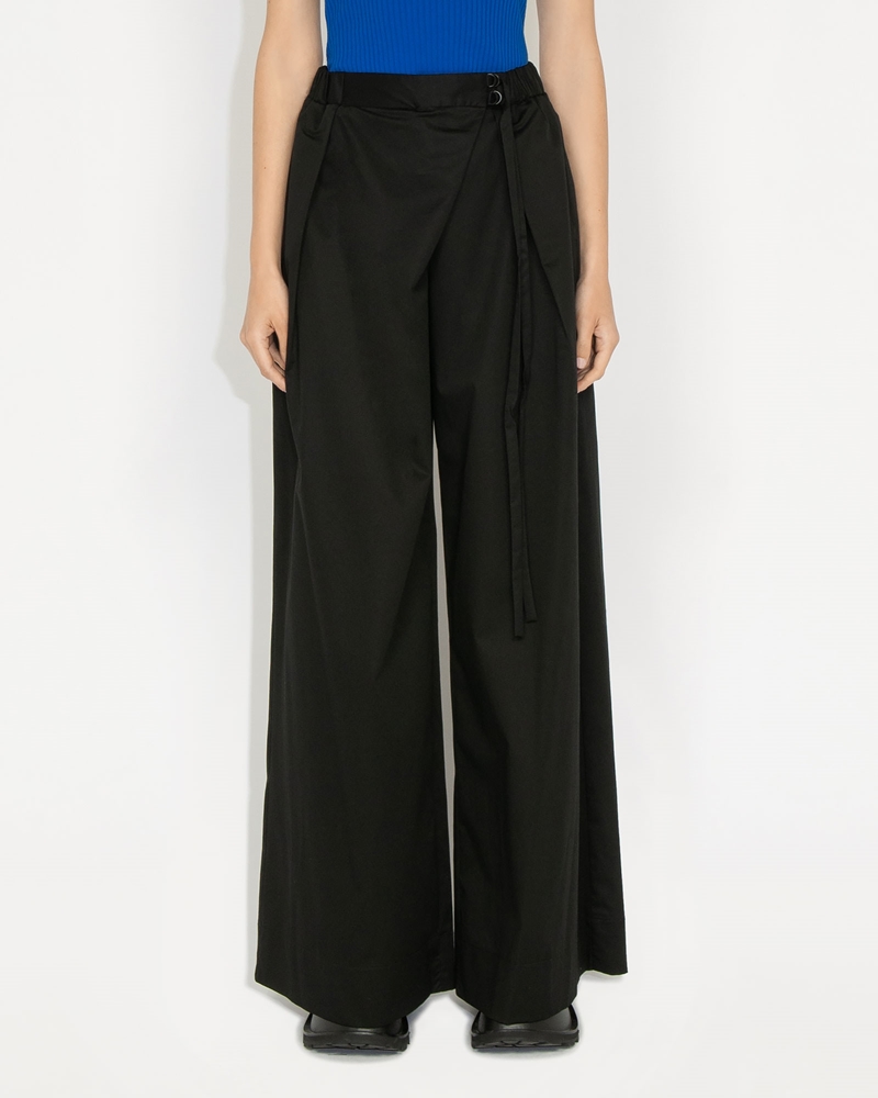 Pants | Cotton Wrap Front Pant | 990 Black