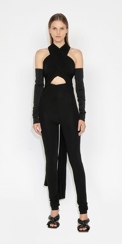 Event Edit | Jersey Fitted Jumpsuit | 990 Black
