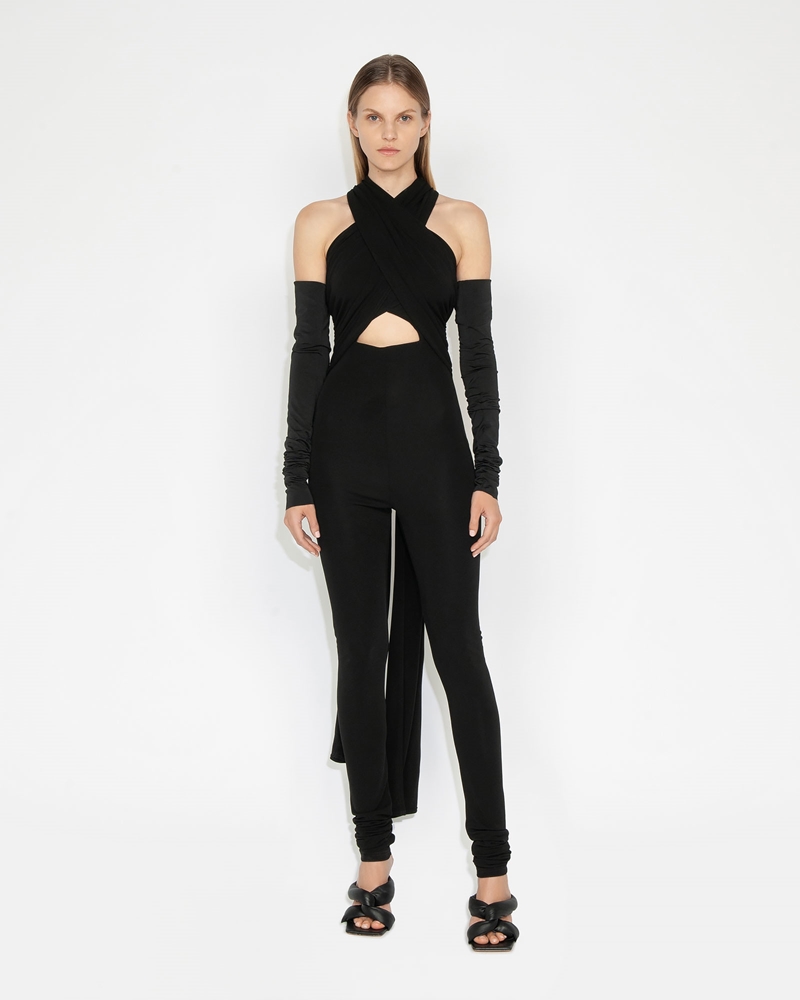 Sale | Jersey Fitted Jumpsuit | 990 Black