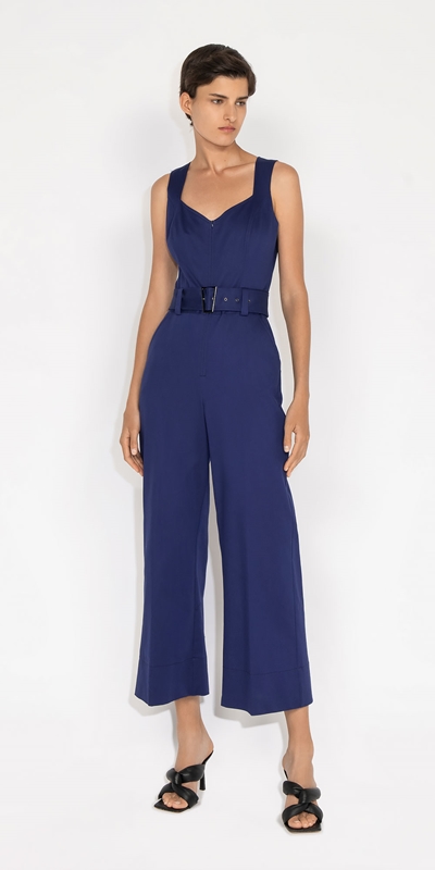 Made in Australia | Belted Cotton Jumpsuit | 794 Dark Royal