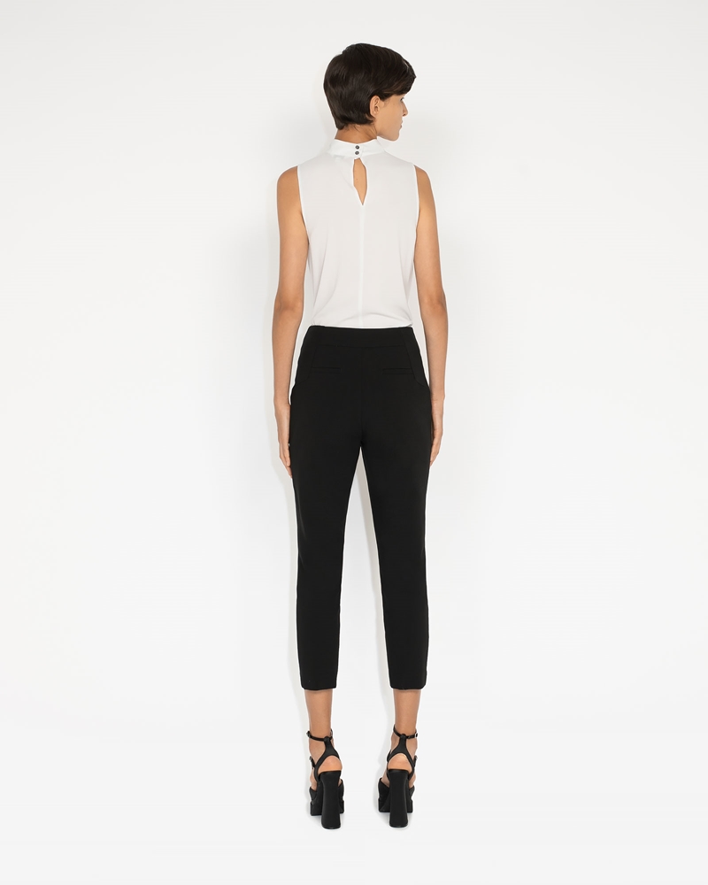 Pants  | Double Weave Cropped Slim Pant | 990 Black