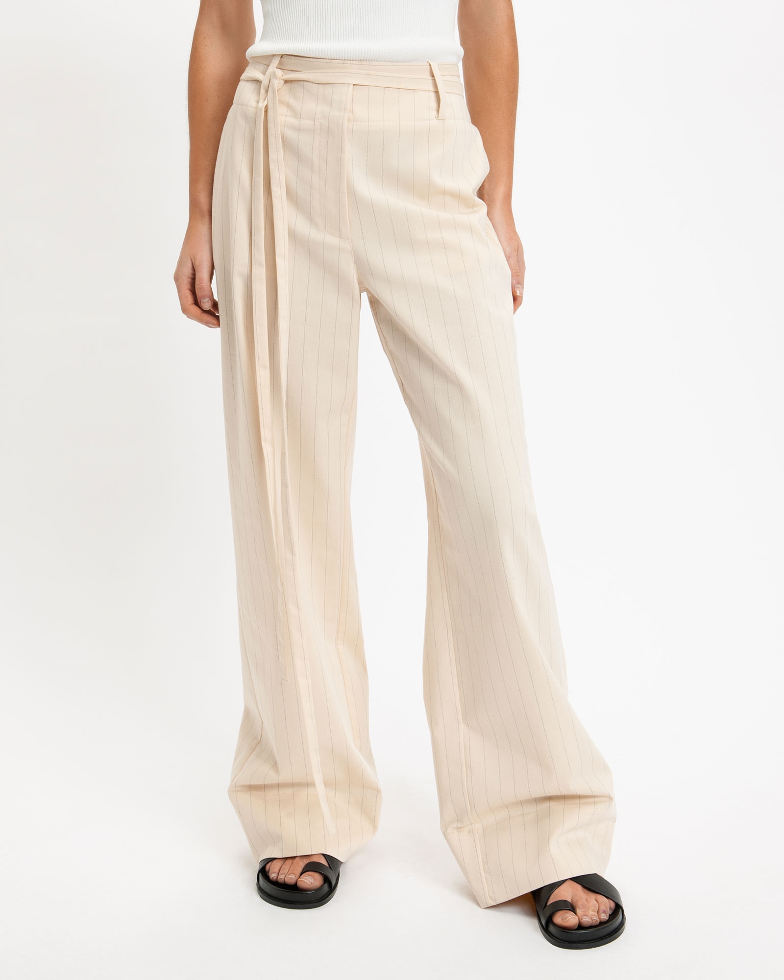 Pants  | Pinstripe Tie Detail Pant | 115 Vanilla