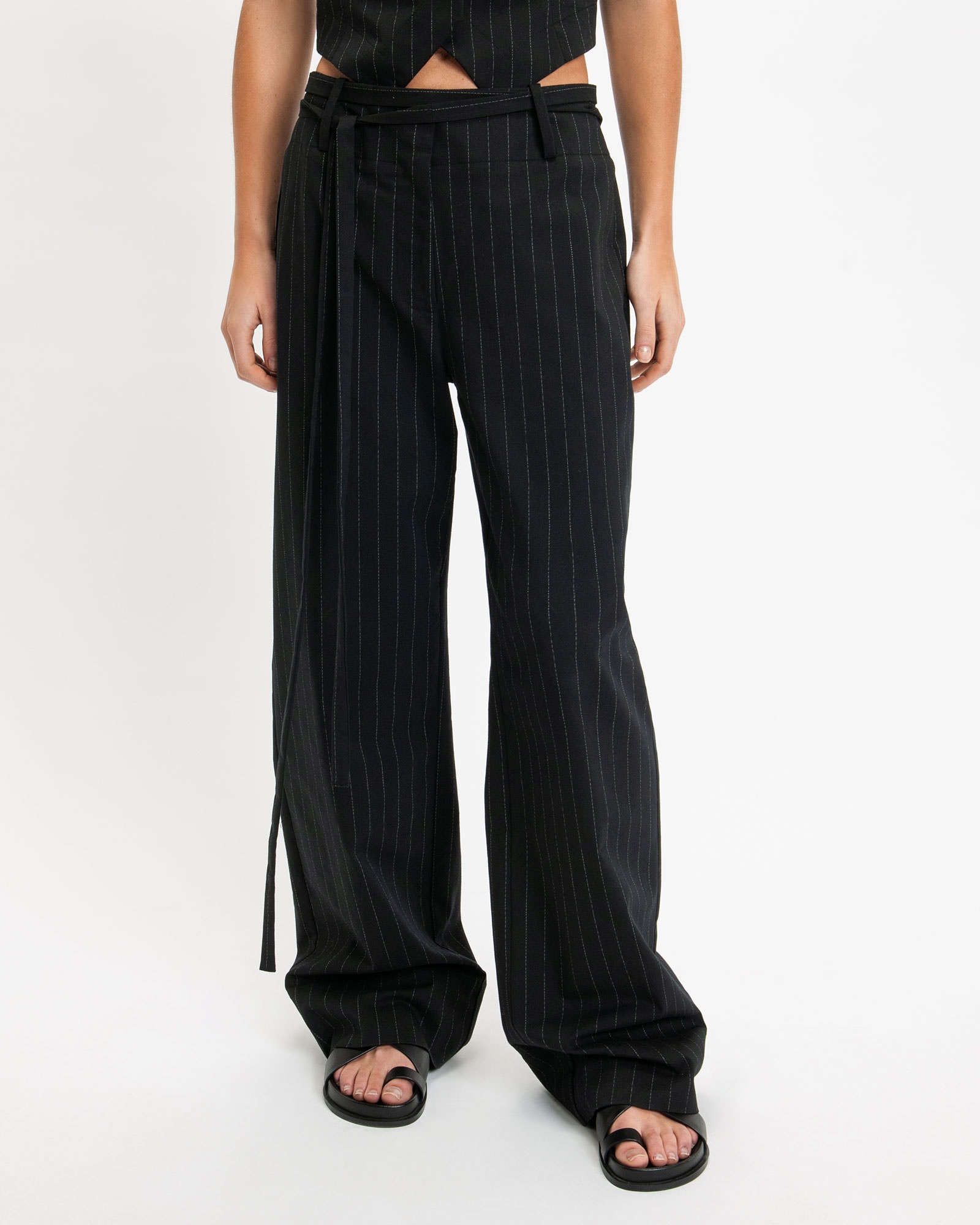 Pinstripe Tie Detail Pant | Buy Pants Online - Cue