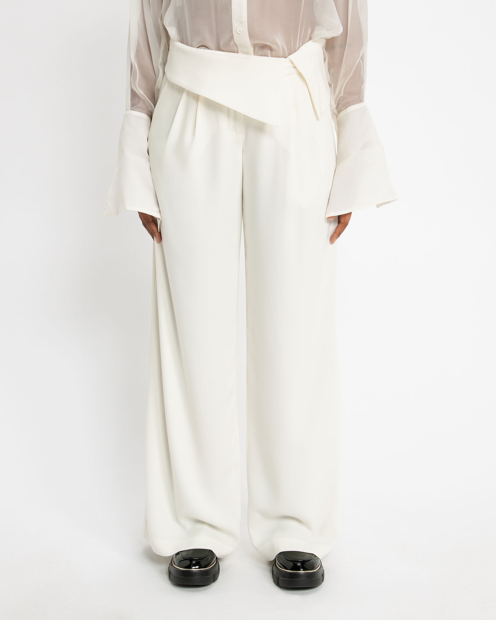 Ivory Folded Waist Pant | Buy Pants Online - Cue
