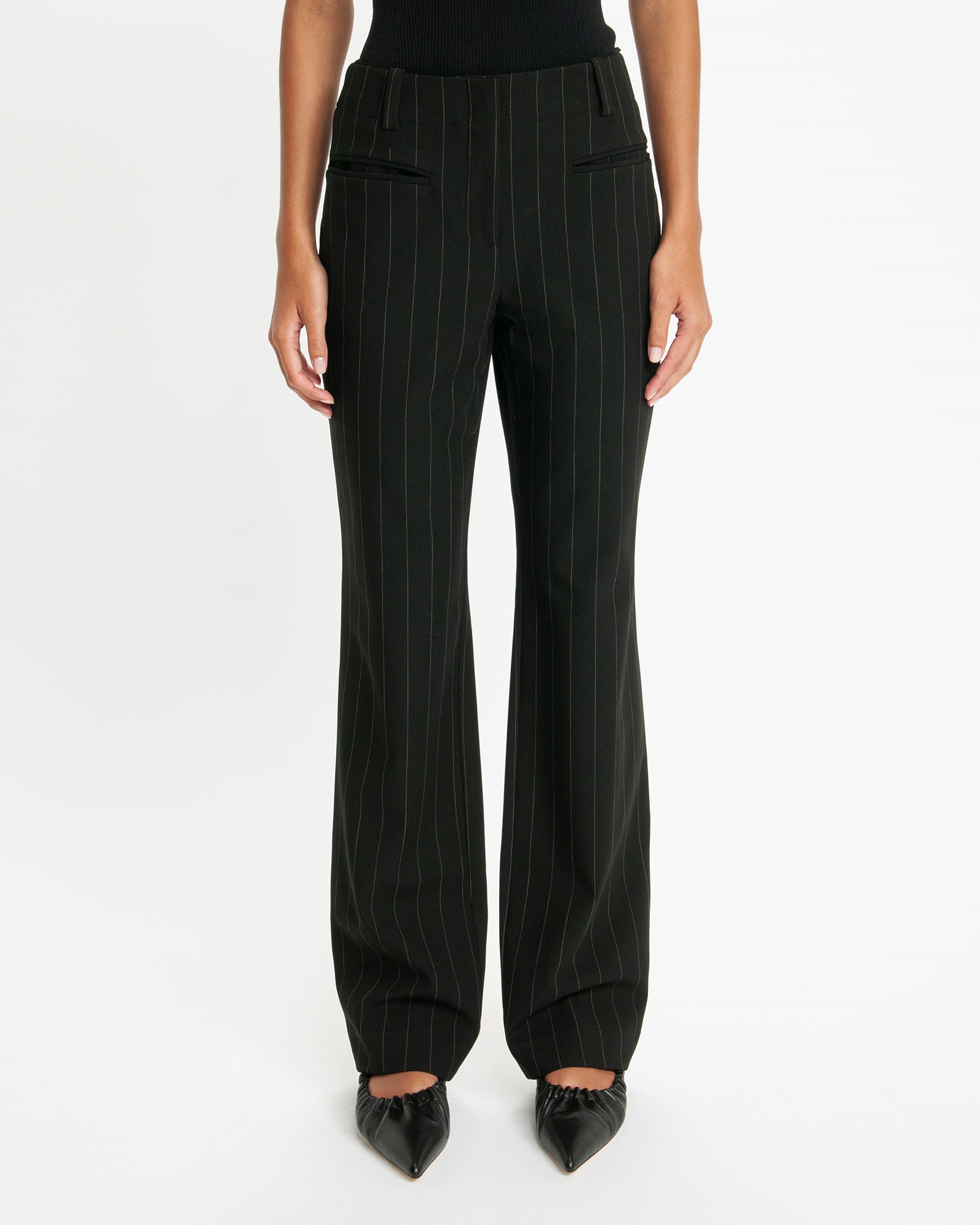 Wear to Work  | Pinstripe Slim Pant | 990 Black