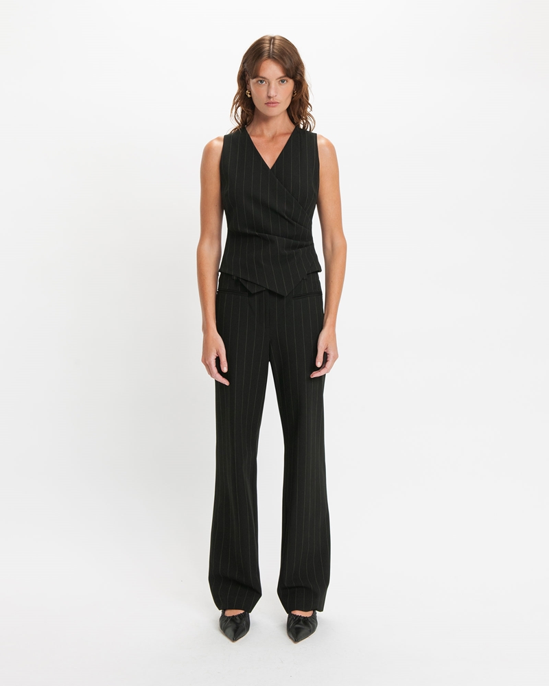 Wear to Work | Pinstripe Slim Pant | 990 Black