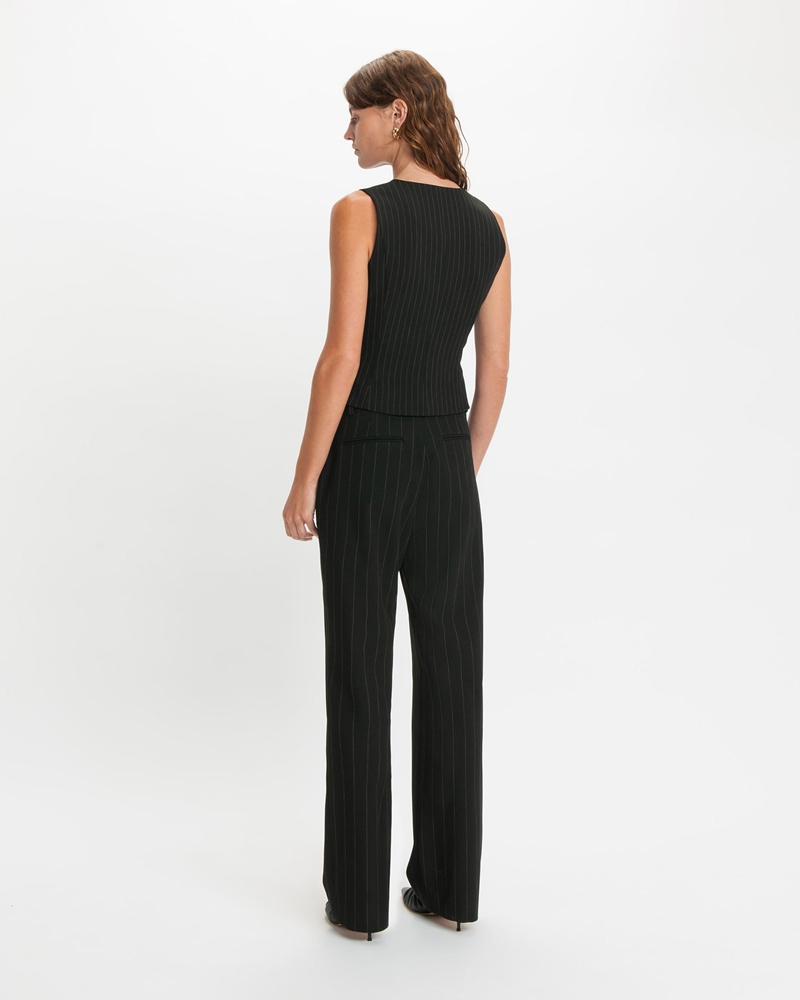 Wear to Work  | Pinstripe Slim Pant | 990 Black