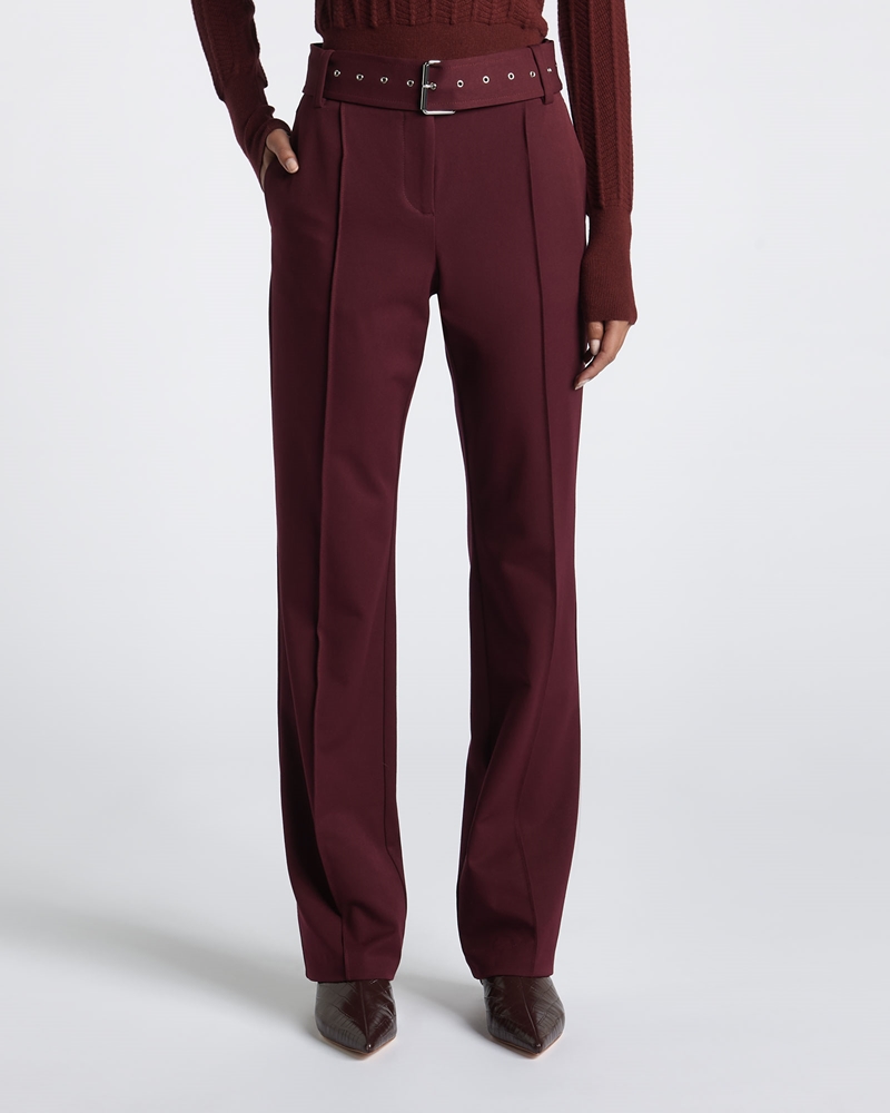 Pants | Bordeaux Eco Twill Belted Slim Pant | 619 Bordeaux