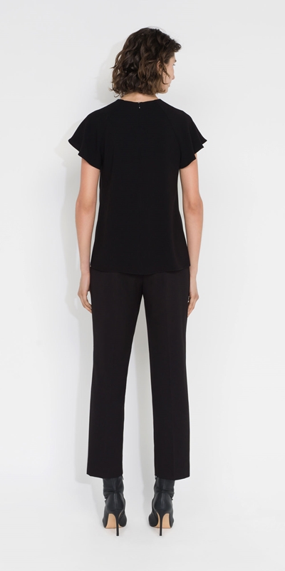Tops and Shirts | Fluted Sleeve Top | 990 Black