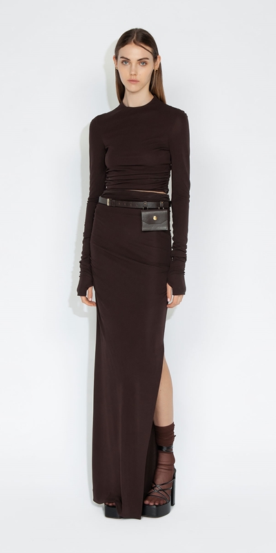 Tops and Shirts | Ruched Jersey Body Top | 893 Dark Chocolate