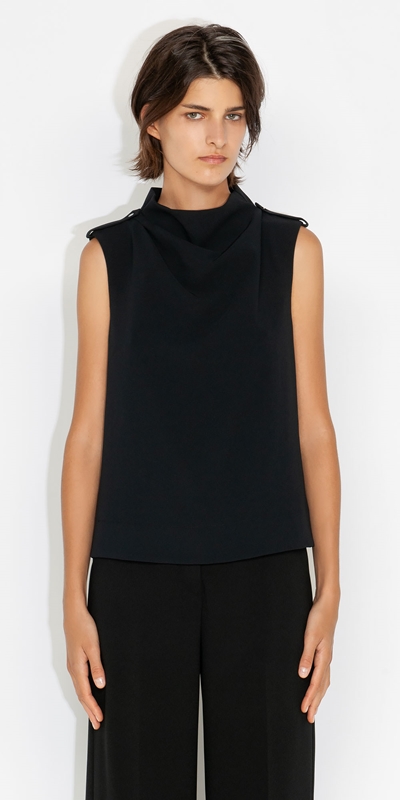 Tops and Shirts  | Funnel Neck Top | 990 Black