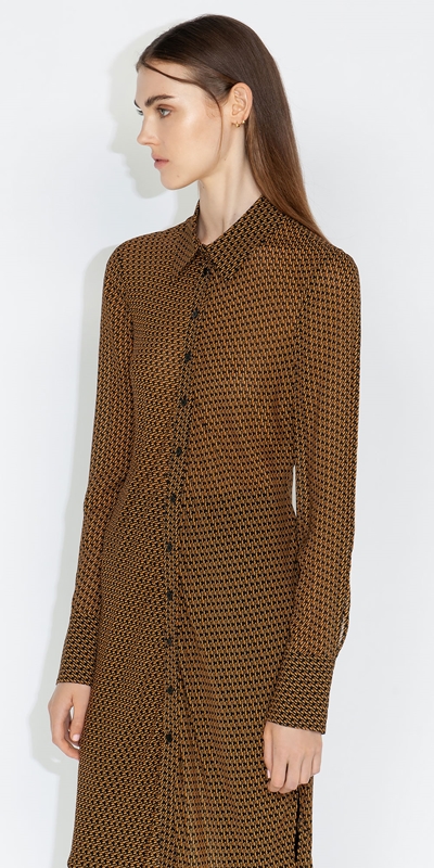 Cue Cares - Sustainable  | Golden Houndstooth Shirt | 981 Black Gold