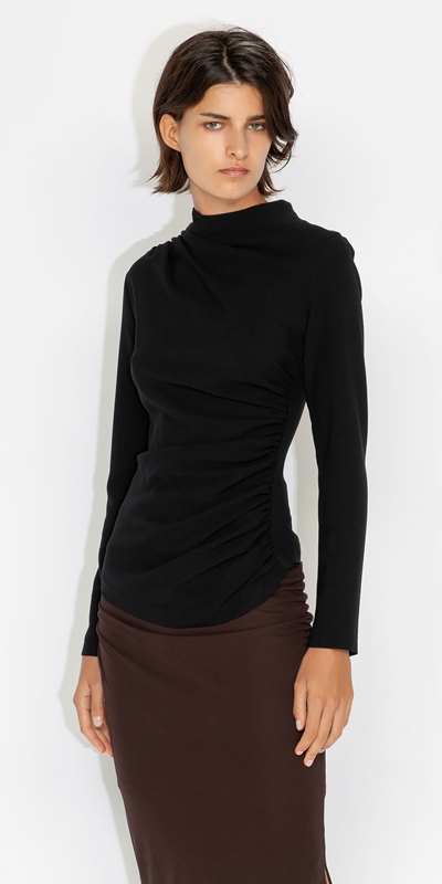 Tops and Shirts  | Ruched Body Top | 990 Black