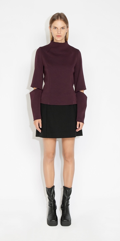 Made in Australia | Double Faced Knit Top | 631 Dark Plum