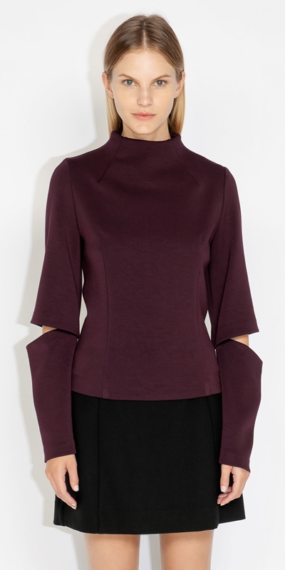 Made in Australia  | Double Faced Knit Top | 631 Dark Plum