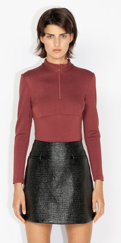Made in Australia  | Double Knit Zip Front Top | 643 Russet