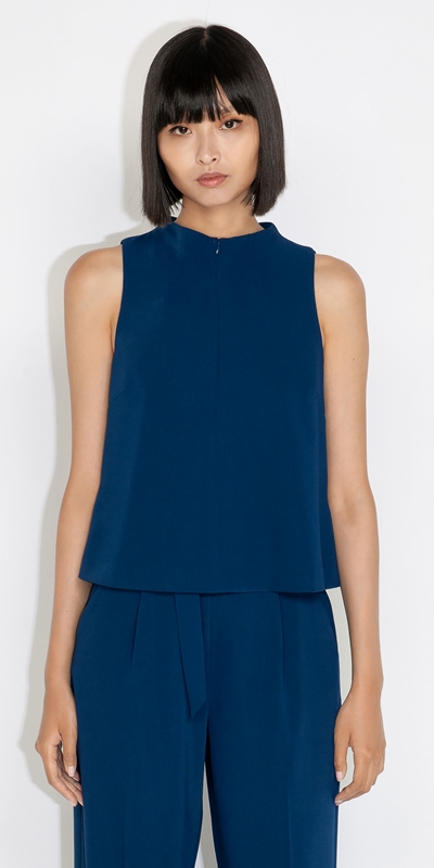 Tops and Shirts  | Funnel Neck Top | 758 Prussian Blue