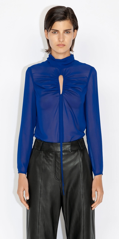Tops and Shirts  | Ruched Keyhole Top | 571 Ultra Violet