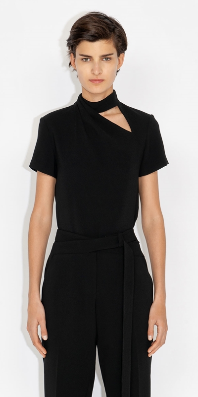 Tops and Shirts  | Asymmetric Cut Out Top | 990 Black