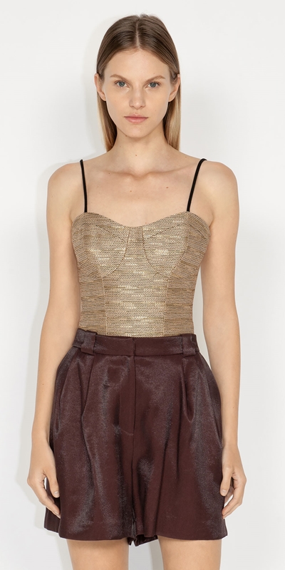 Event Edit  | Bold Stitched Tweed Bustier | 931 Pewter