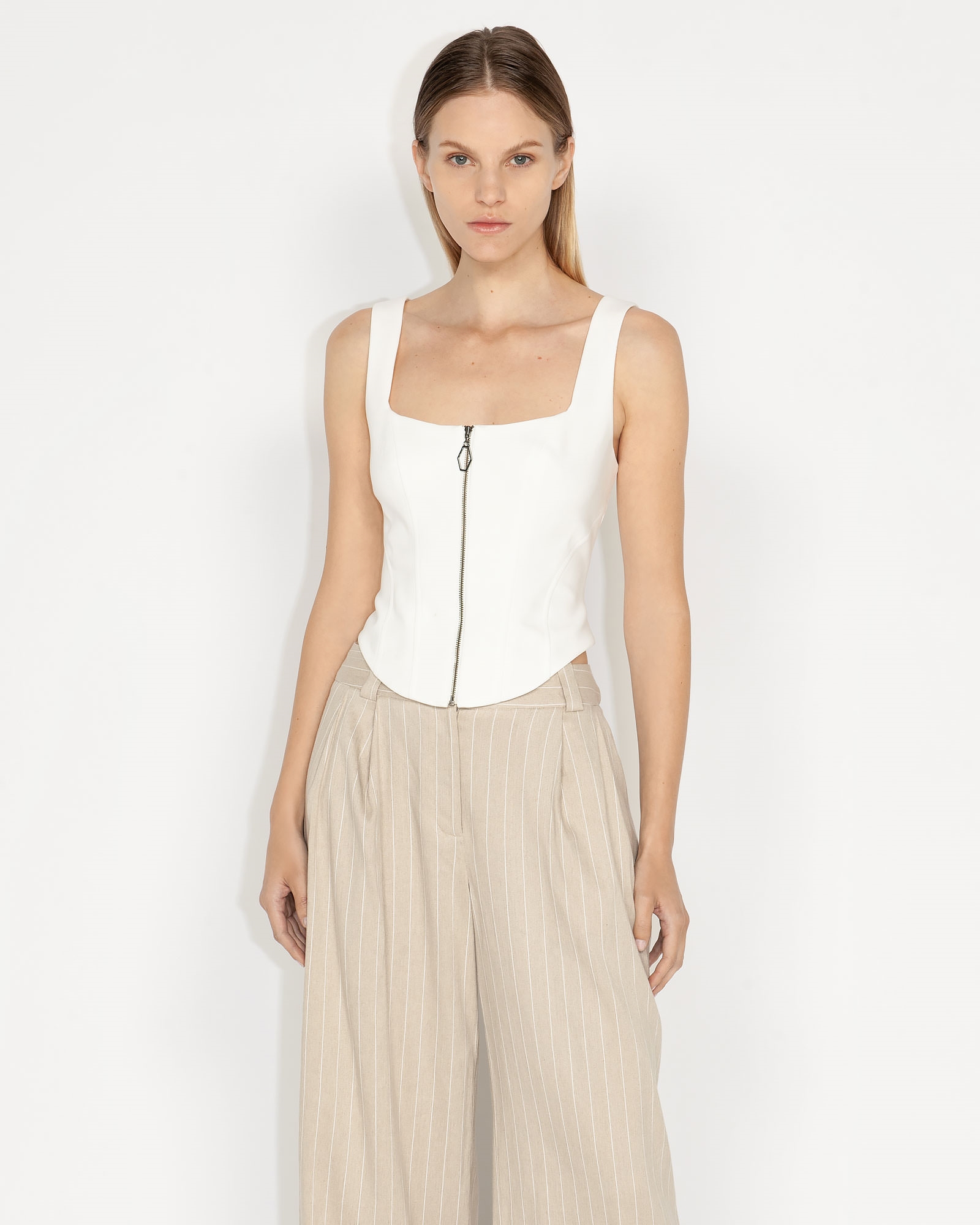 New Arrivals | Zip Front Corset | 110 Off White