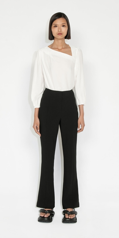 Wear to Work | Asymmetric Shoulder Tuck Top | 100 White