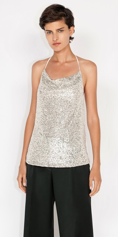 Tops and Shirts  | Sequin Halter Neck Top | 907 Asteroid
