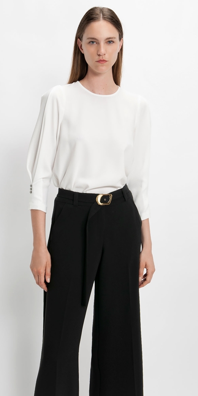 Tops and Shirts  | Tuck Sleeve Top | 103 Ivory
