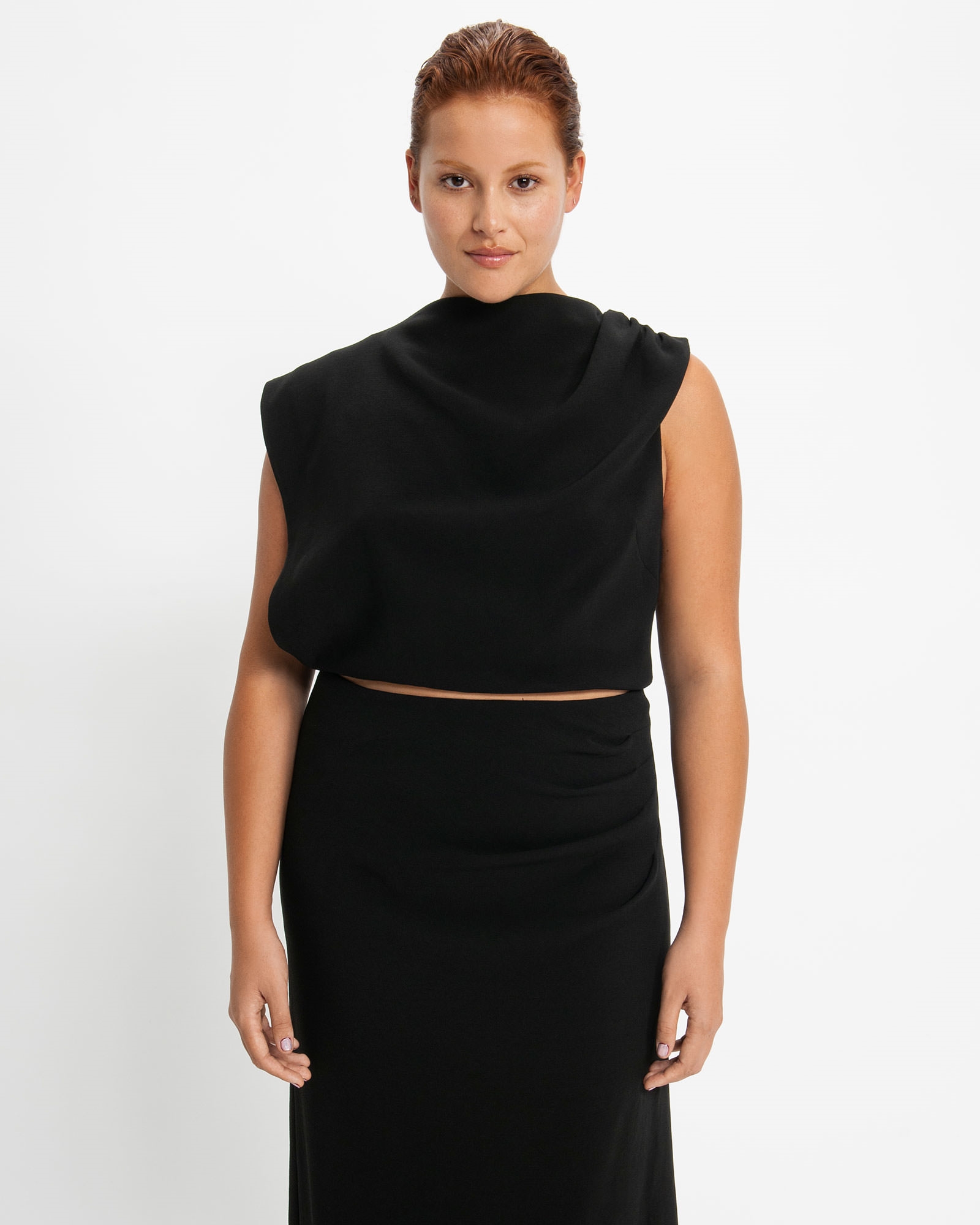 Skirts | Draped Asymmetric Top | 990 Black