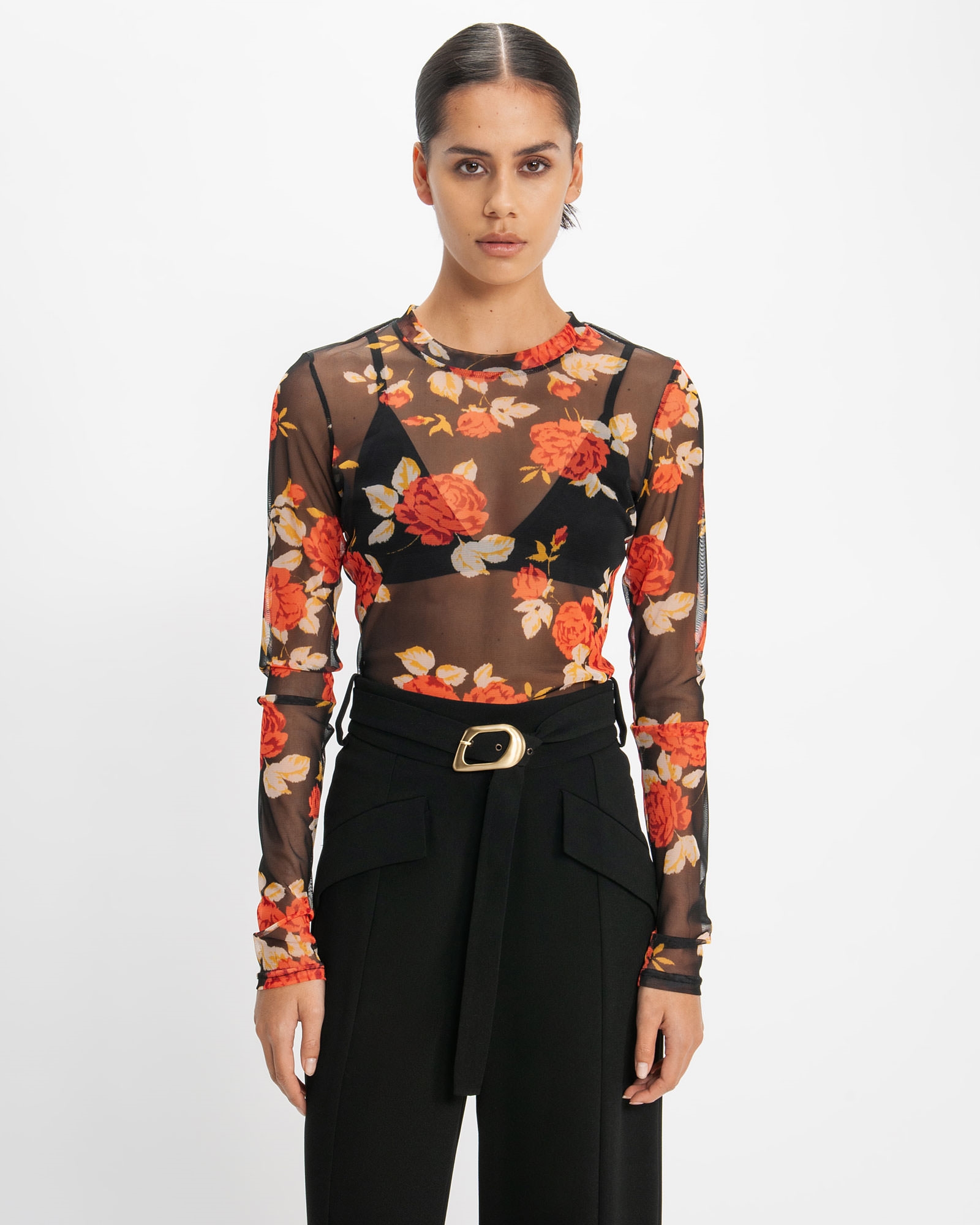 Tops and Shirts  | Ginger Rose Mesh Body Top | 990 Black