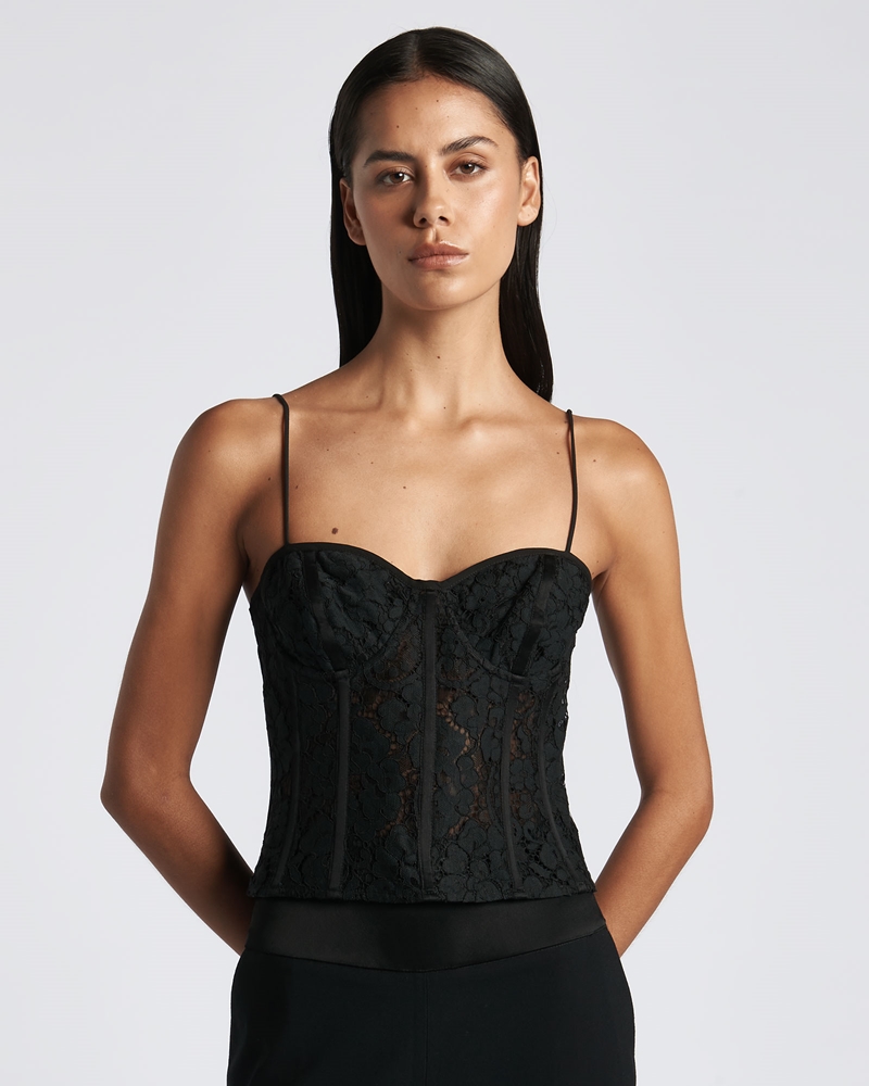 Tops and Shirts | Lace Bustier | 990 Black