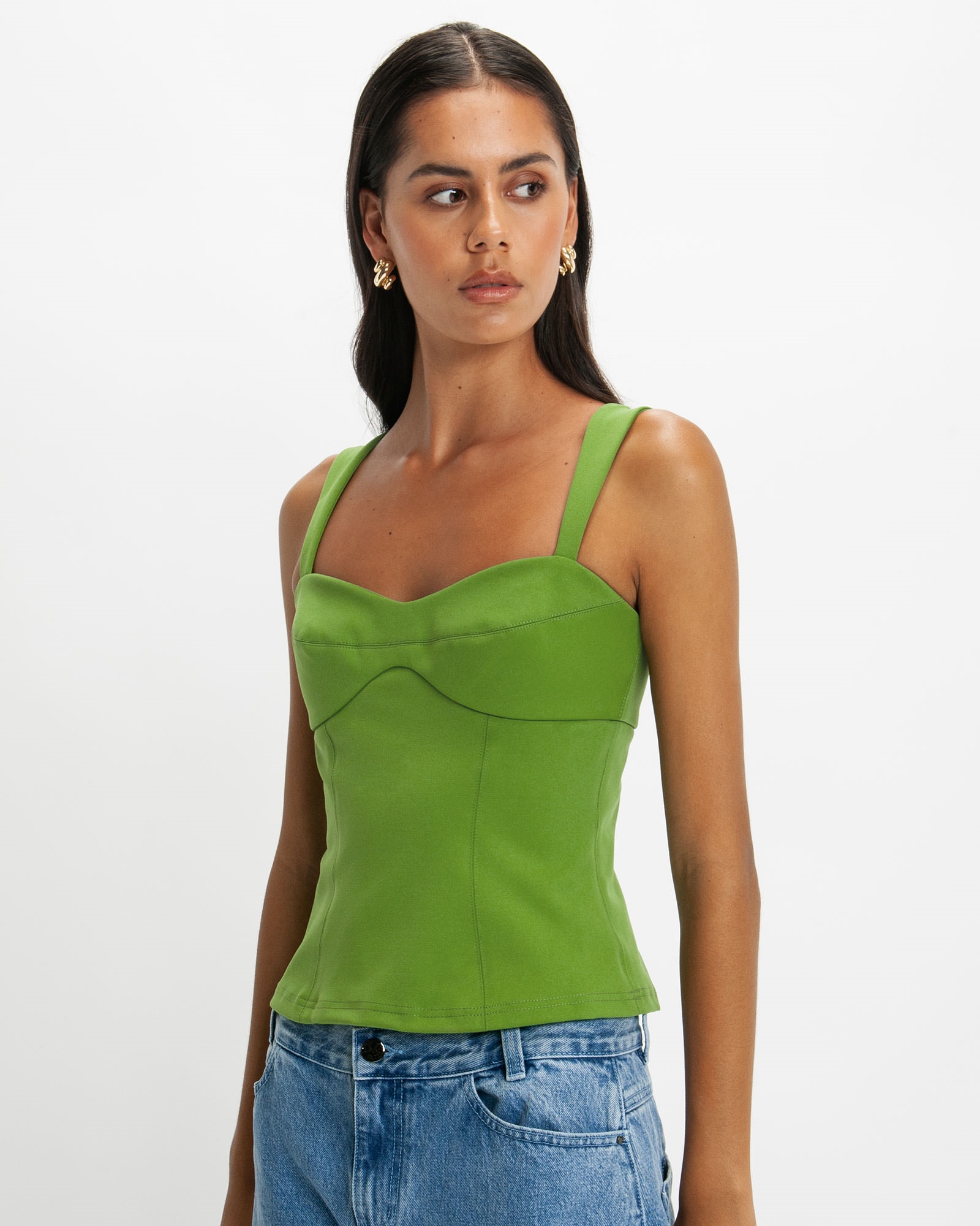 Tops and Shirts  | Bustier Top | 370 Moss
